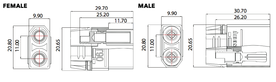 Genuine Black Amass Xt Insulated Caps Male Female Connectors